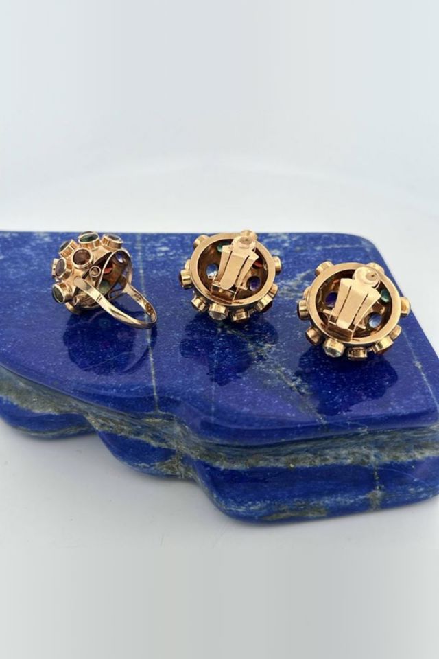 18k Gold Multi-Gem Set