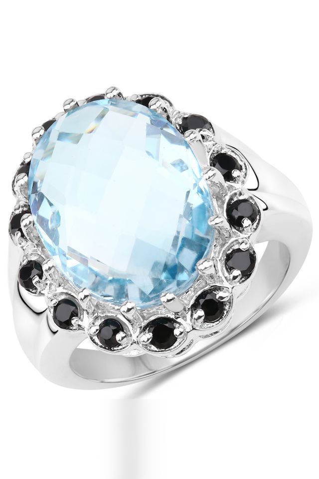 Sterling Silver Topaz and Spinel Ring