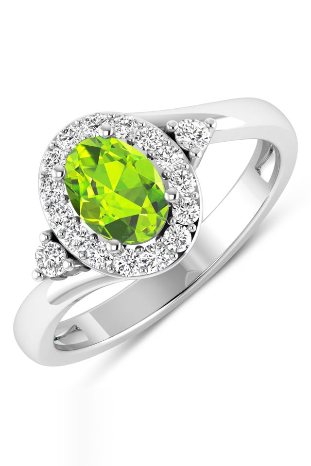 14k Gold Peridot and Diamond Ring