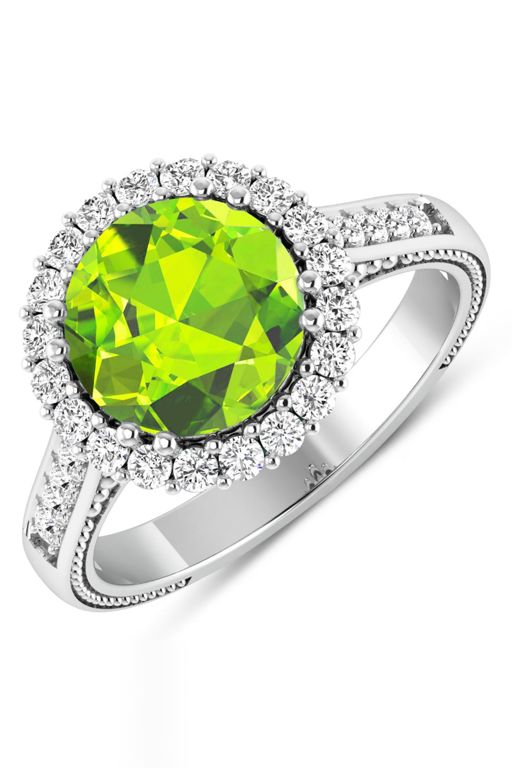 14k Gold Peridot and Diamond Ring