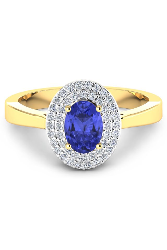14k Gold Tanzanite and Diamond Ring