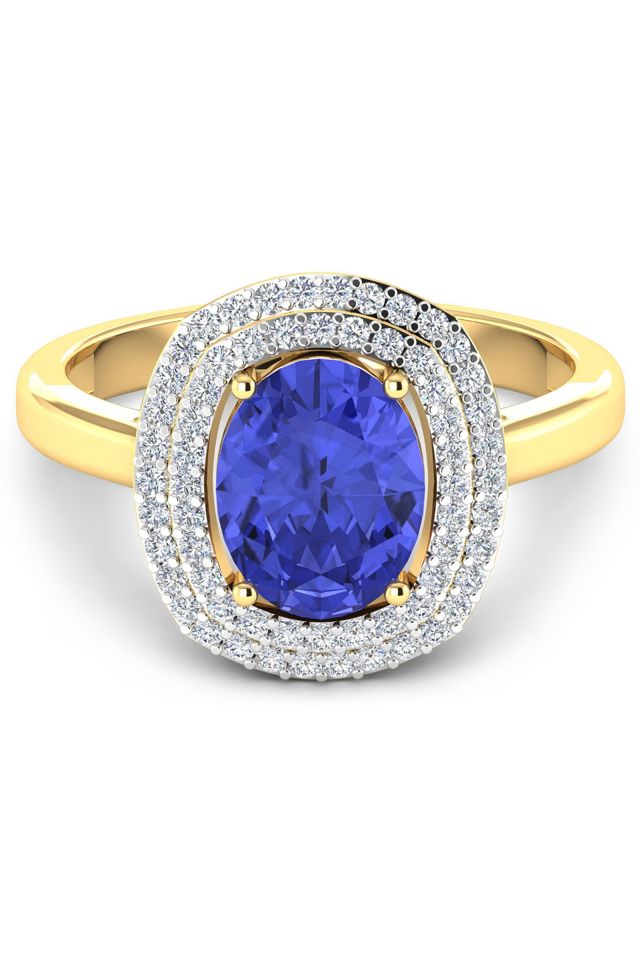 14k Gold Tanzanite and Diamond Ring