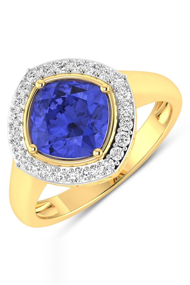 14k Gold Tanzanite and Diamond Ring