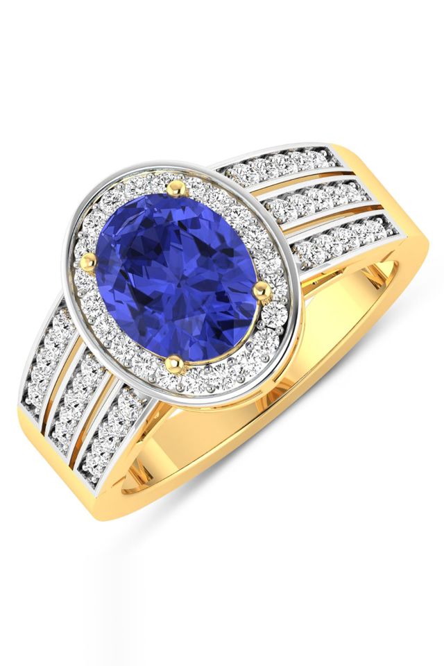 14k Gold Tanzanite and Diamond Ring