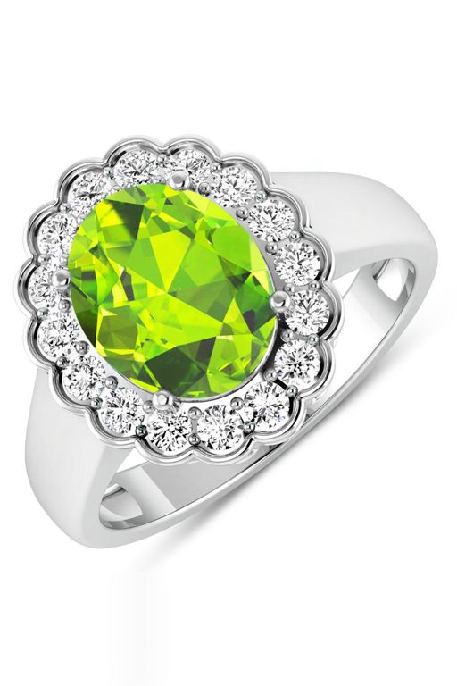 14k Gold Peridot and Diamond Ring