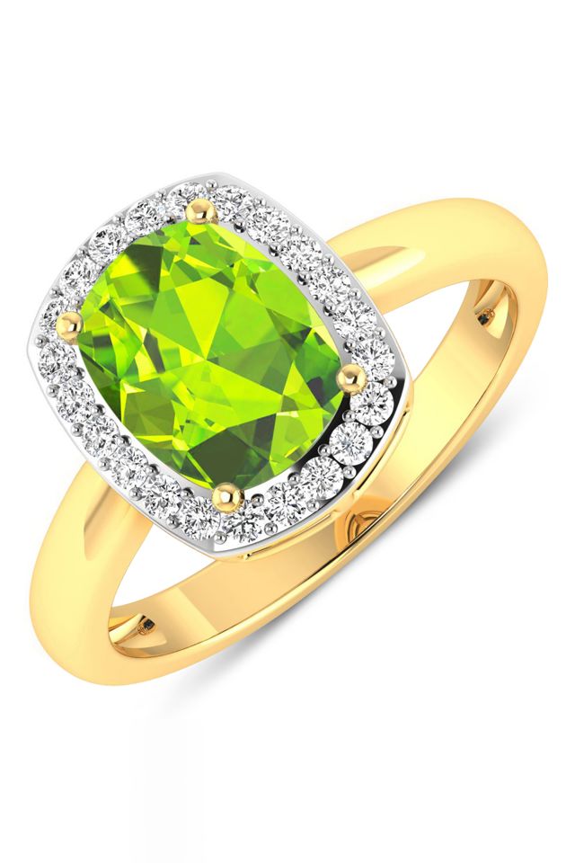 14k Gold Peridot and Diamond Ring