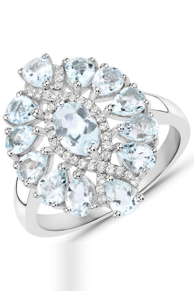 Sterling Silver Aquamarine and Topaz Ring