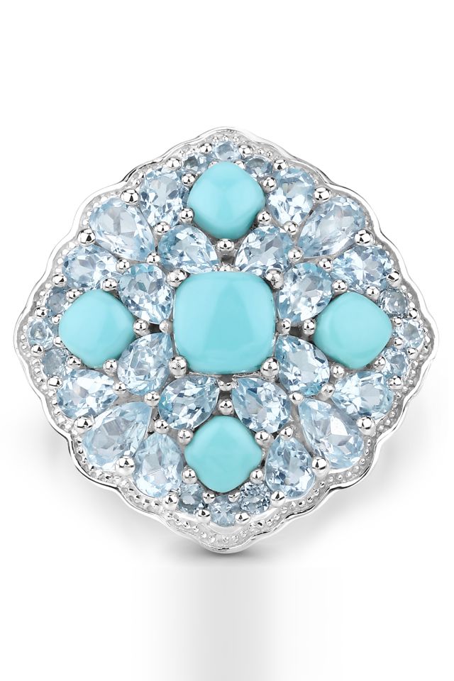 Sterling Silver Turquoise and Topaz Ring