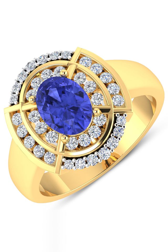 14k Gold Tanzanite and Diamond Ring