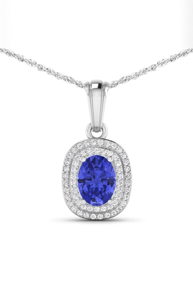 14k Gold Tanzanite and Diamond Pendant Necklace