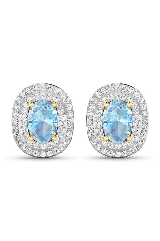 14k Gold Aquamarine and Diamond Earrings