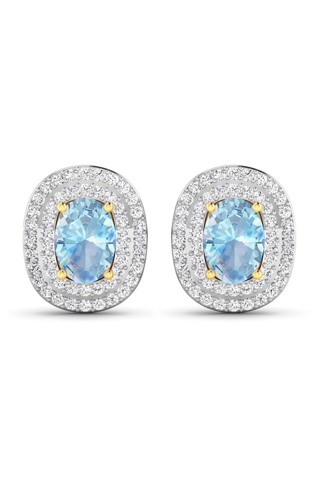 14k Gold Aquamarine and Diamond Earrings