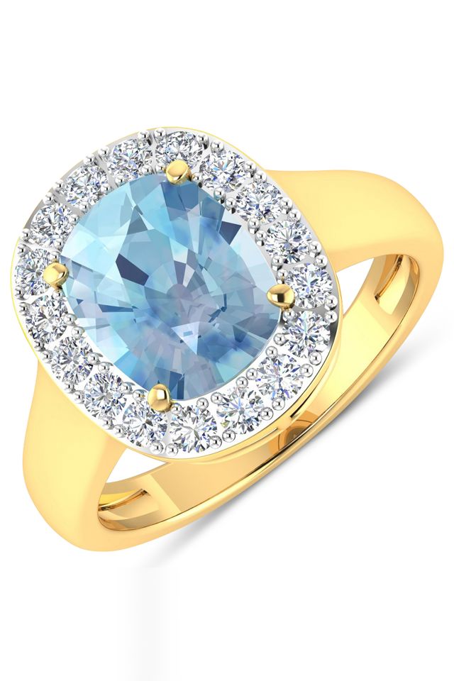 14k Gold Aquamarine and Diamond Ring
