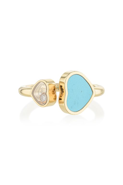 18k Gold Turquoise and Diamond Ring