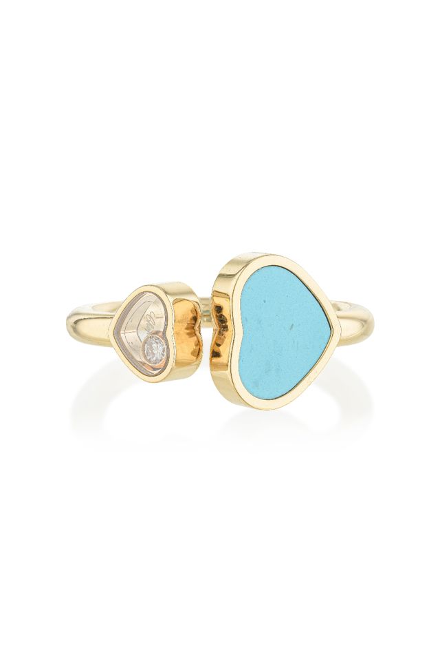 18k Gold Turquoise and Diamond Ring