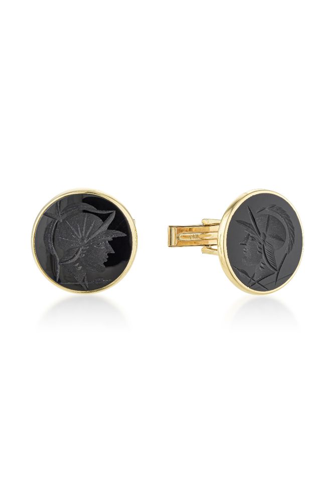 Pair of 14k Gold Onyx Cufflinks