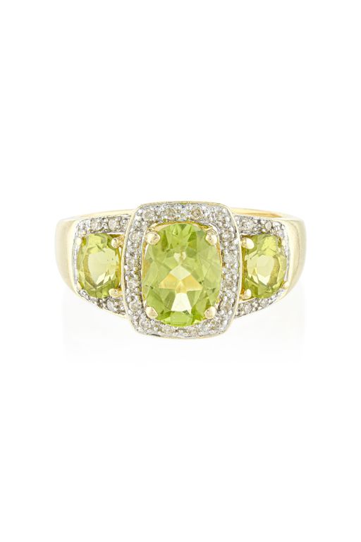 14k Gold Peridot and Diamond Ring