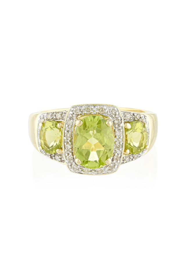 14k Gold Peridot and Diamond Ring