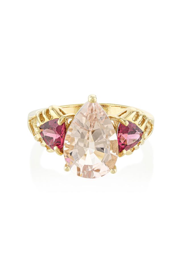 14k Gold Kunzite and Tourmaline Ring