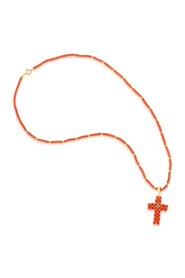 14k Gold Coral Pendant Necklace