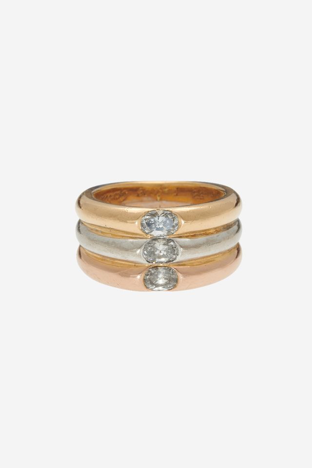 18k Yellow, White and Rose Gold Diamond Ring