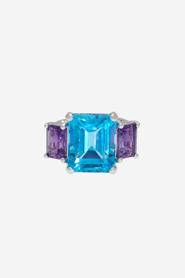 18k White Gold Topaz and Amethyst Ring