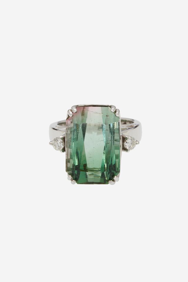 18k White Gold Tourmaline and Diamond Ring