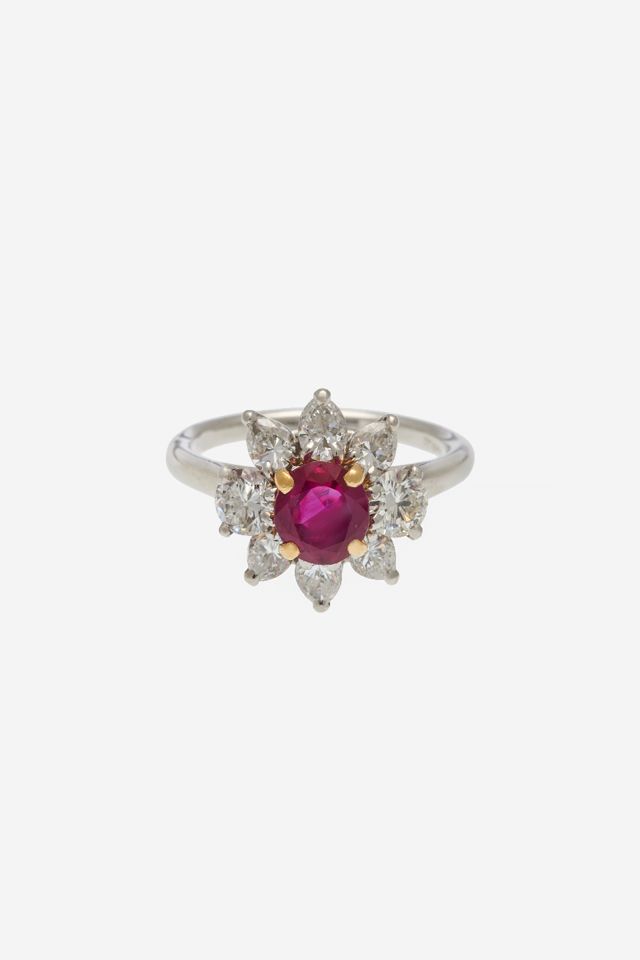 Platinum and 18k White Gold Ruby and Diamond Ring