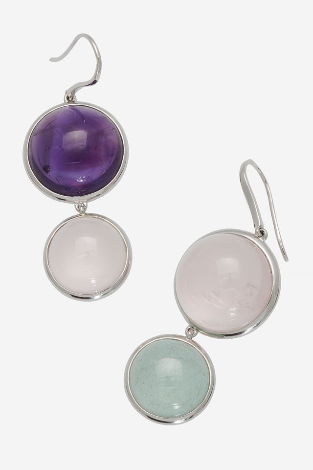 18k White Gold Gemstone Pendant Earrings