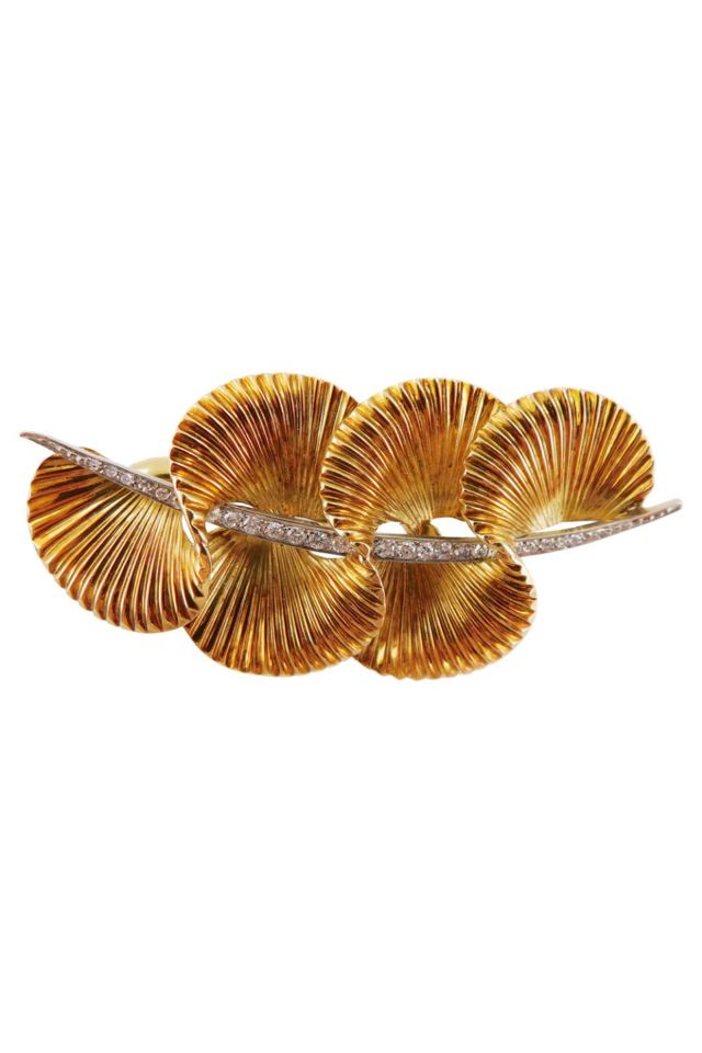 Yellow and White Gold Diamond Brooch