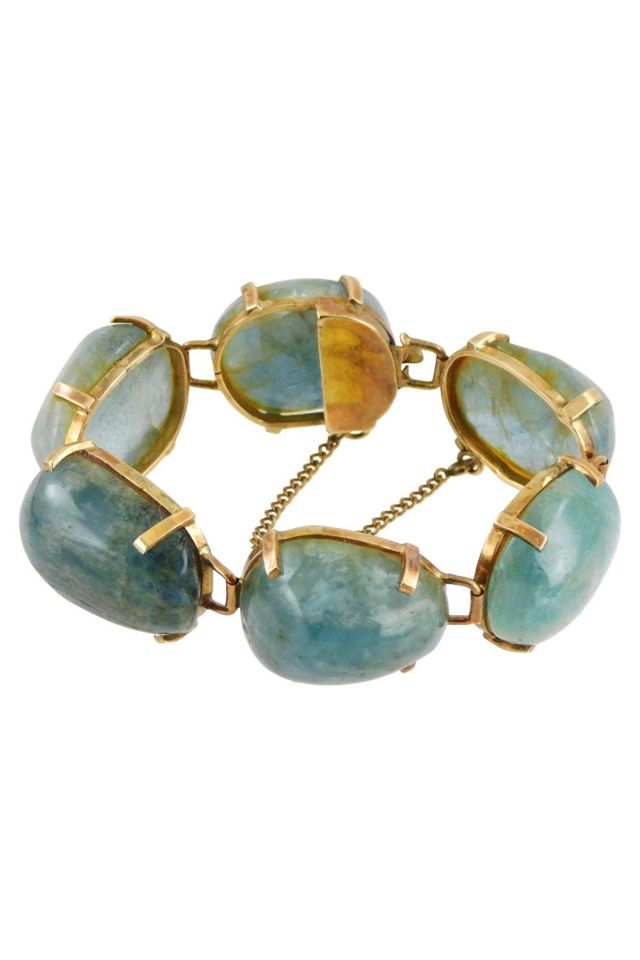 10k Yellow Gold Aquamarine Bracelet