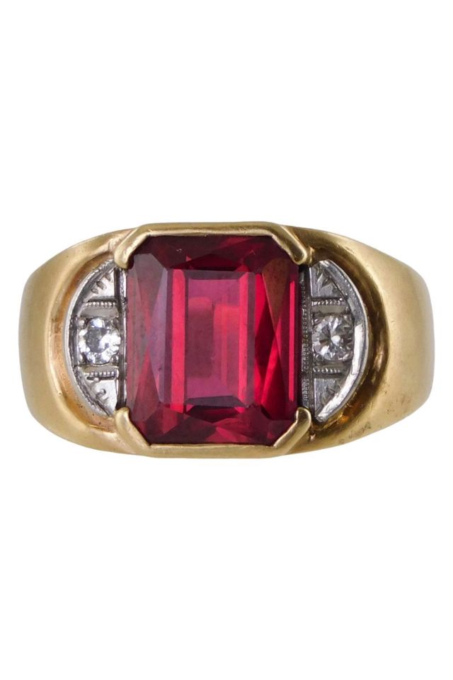 14k Yellow and White Gold Ruby and Diamond Ring