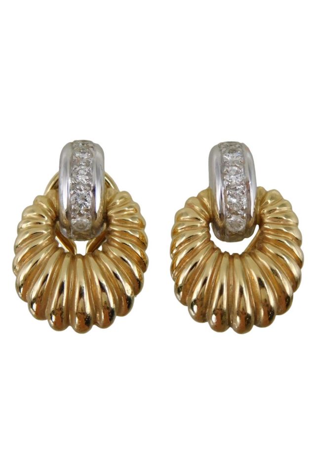 14k Yellow and White Gold Diamond Earrings
