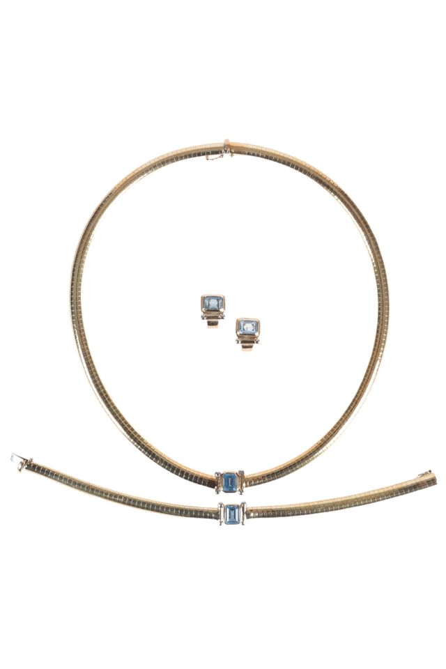 14k Gold Spinel Necklace, Bracelet and Earrings