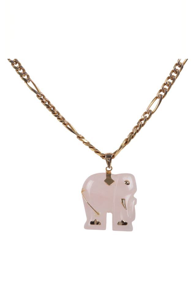 9k Gold Rose Quartz Pendant Necklace