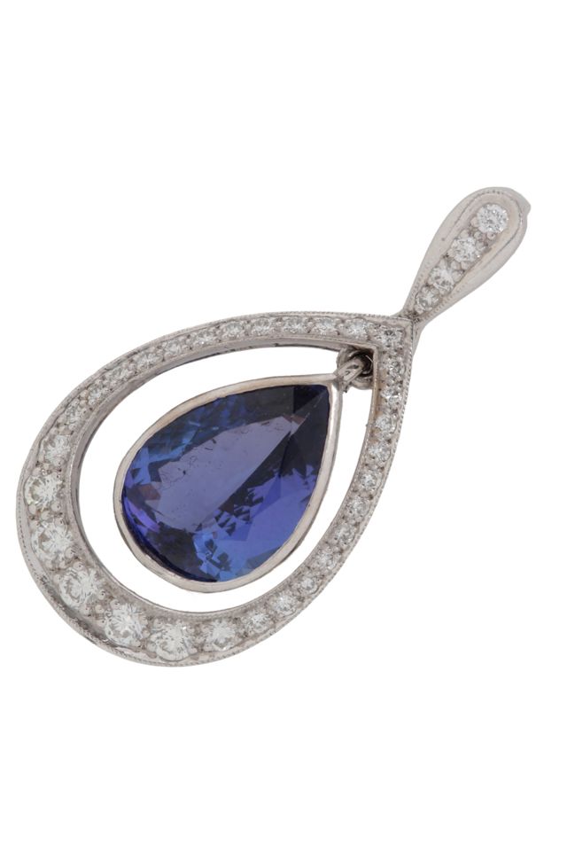 18k Gold Tanzanite and Diamond Pendant
