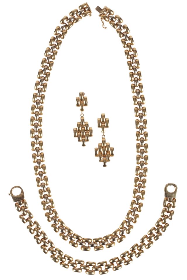 18k Gold Necklace, Bracelet and Earrings