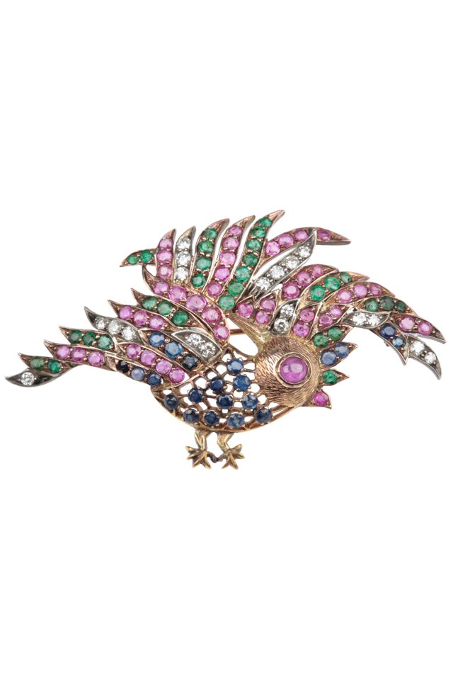 Gold Multi-Gem Brooch