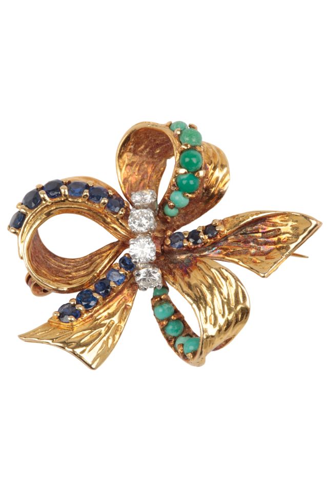 Gold Multi-Gem Brooch