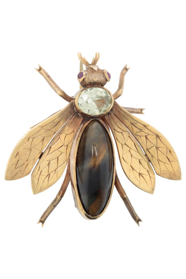 Gold Multi-Gem Brooch