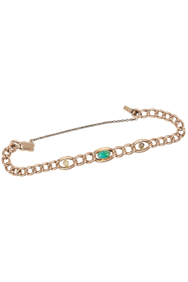 15k Gold Turquoise and Pearl Bracelet