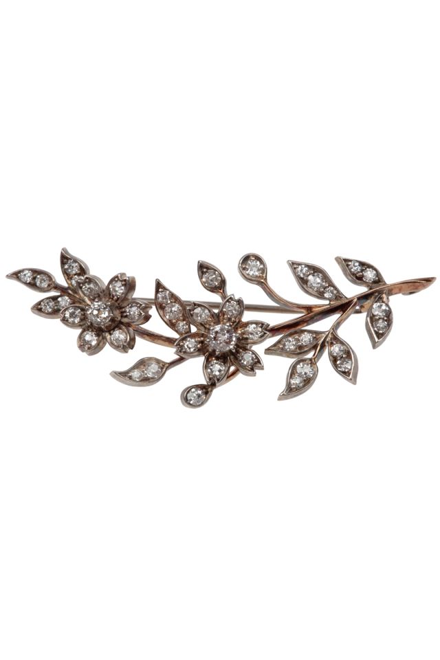 Silver and Gold Diamond Brooch