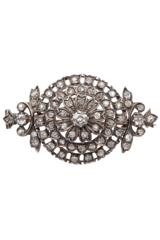 Silver and Gold Diamond Brooch