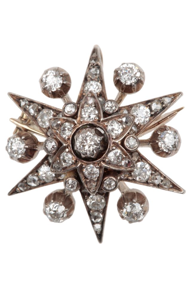 Silver and Gold Diamond Pendant Brooch