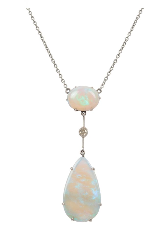 Opal and Diamond Pendant Necklace