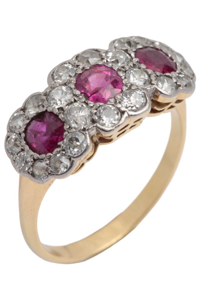 Silver and Gold Ruby and Diamond Ring