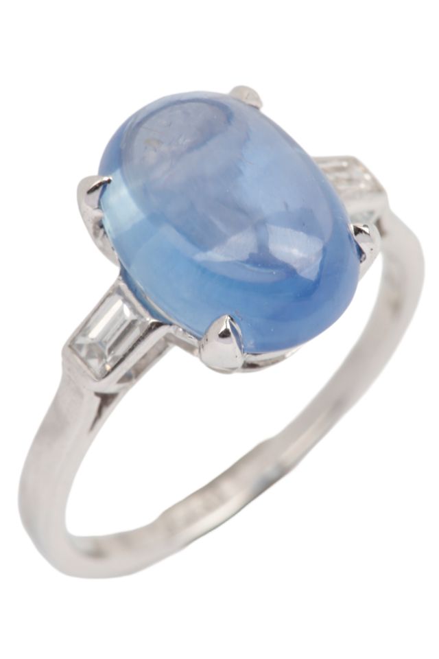Platinum Sapphire and Diamond Ring