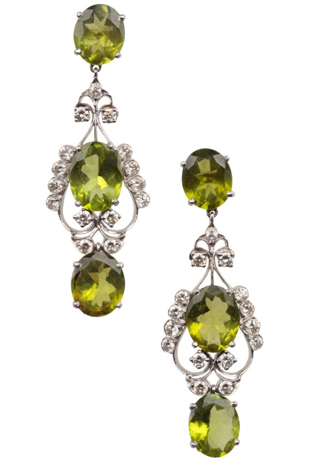 Pair of Peridot and Diamond Earrings