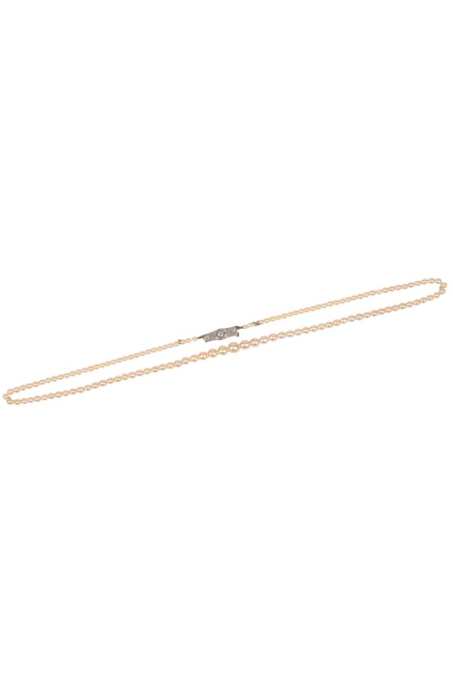 Gold and Platinum Pearl and Diamond Necklace