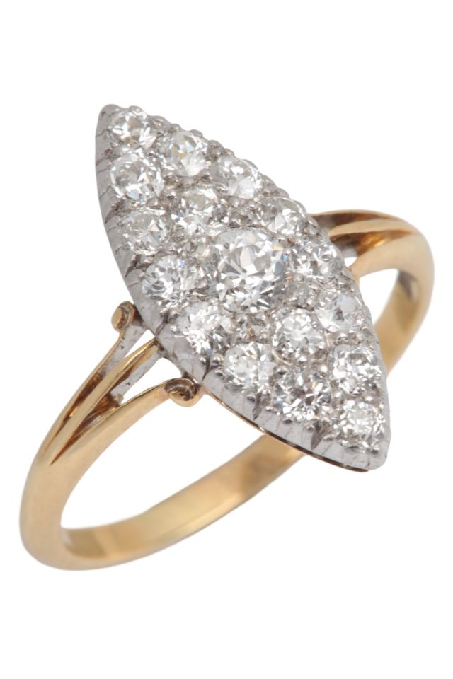 18k Gold and Silver Diamond Ring